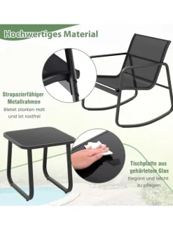 3tlg. Gartenmöbel Set in Schwarz