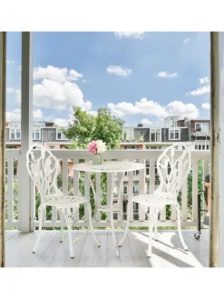 3-tlg. Gartenmöbel Set in Weiß/ Bronze