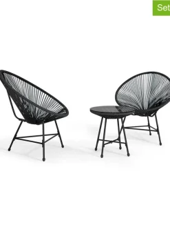 3tlg. Gartenmöbel-Set in Schwarz