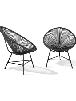 3tlg. Gartenmöbel-Set in Schwarz