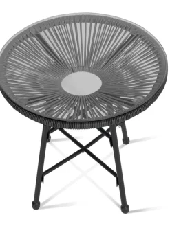 3tlg. Gartenmöbel-Set in Schwarz