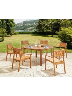 7-tlg Gartentisch Set AGELLO in Braun