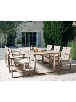 7-tlg Gartentisch Set AZZANELLO in Braun/Weiß