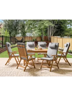 7-tlg Gartentisch Set JAVA PREMIUM in Braun/Grau