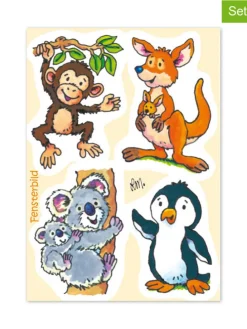 12tlg. Geschenk-Set "Fensterbild Wildtiere" in Bunt