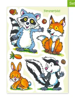12tlg. Geschenk-Set "Fensterbild Waldtiere" in Bunt