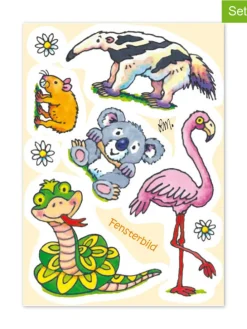 12tlg. Geschenk-Set "Fensterbild Wildtiere" in Bunt