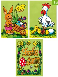 3tlg. Geschenk-Set "Ostern" in Grün/ Gelb/ Hellblaun (Überraschungsprodukt)
