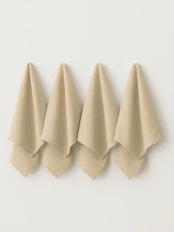 7tlg. Geschirrtücher-Blockdruck-Set in Beige/ Grün