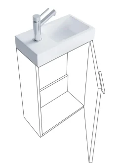 2-tlg. Gäste WC Waschplatz Waschtisch schmal Slito in Schwarz