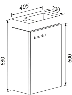 2-tlg. Gäste WC Waschplatz Waschtisch schmal Slito in Schwarz