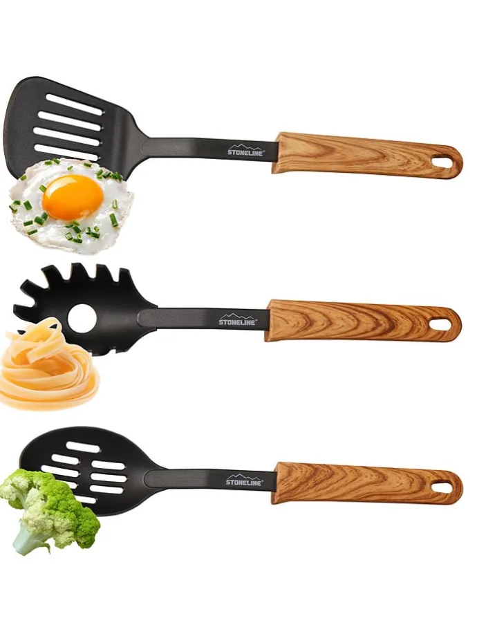 9tlg. Küchenhelfer-Set in Schwarz/ Hellbraun