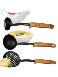 9tlg. Küchenhelfer-Set in Schwarz/ Hellbraun