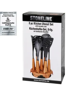 8tlg. Küchenhelfer-Set in Schwarz/ Hellbraun