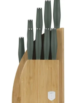 10tlg. Küchenmesser-Set im Block in Anthrazit