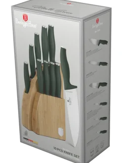 10tlg. Küchenmesser-Set im Block in Anthrazit