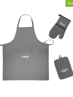 3tlg. Küchentextilien-Set in Grau