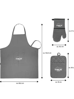 3tlg. Küchentextilien-Set in Grau