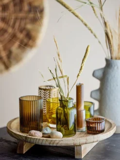 8tlg. Kerzenständer-Set ''Sanga'' in Beige/ Grün - (H)15 x Ø 32 cm