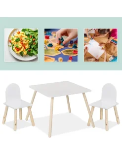 3-tlg. Kindersitzgruppe in Weiß/ Natur