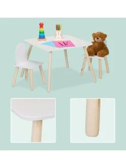 3-tlg. Kindersitzgruppe in Weiß/ Natur