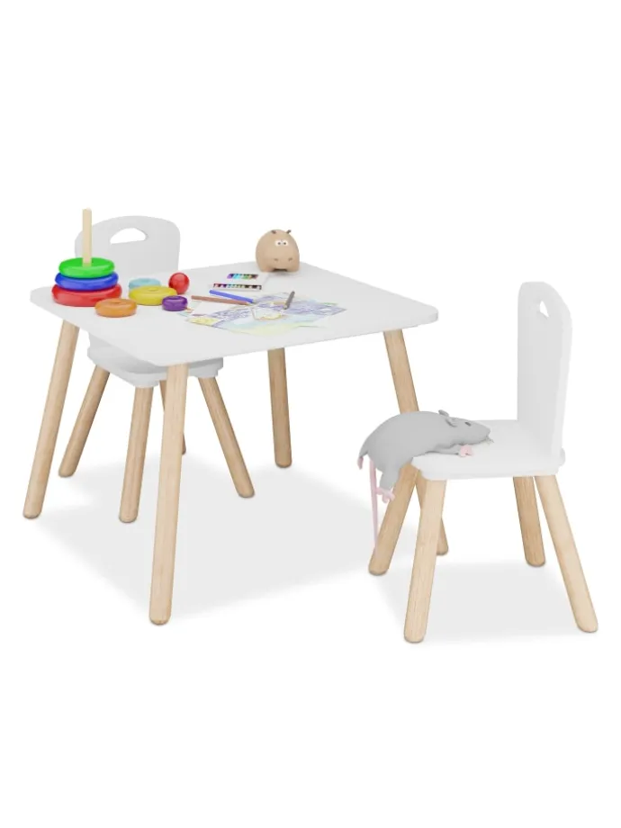 3-tlg. Kindersitzgruppe in Weiß/ Natur