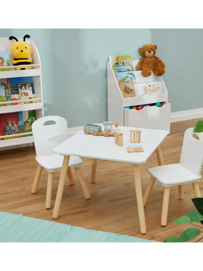 3-tlg. Kindersitzgruppe in Weiß/ Natur