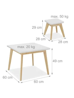 5-tlg. Kindersitzgruppe in Weiß/ Natur