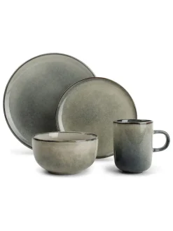 16tlg. Kombiservice "Meridian" in Beige/ Grau