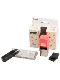 5tlg. Kreativstempel-Set: "Switch, Selbstgemachtes" in Koralle