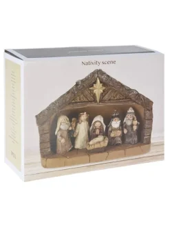 7tlg. Krippenfiguren-Set in Braun