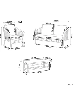 4-tlg Lounge Set MAGGIORE in Braun/Weiß