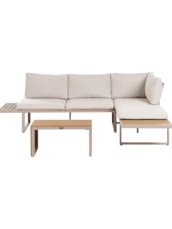 3-tlg Lounge Set PIENZA in Beige/Braun/Schwarz