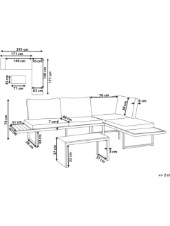3-tlg Lounge Set PIENZA in Beige/Braun/Schwarz