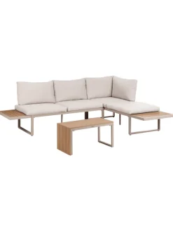 3-tlg Lounge Set PIENZA in Beige/Braun/Schwarz