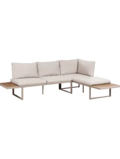 3-tlg Lounge Set PIENZA in Beige/Braun/Schwarz