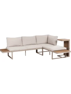 3-tlg Lounge Set PIENZA in Beige/Braun/Schwarz