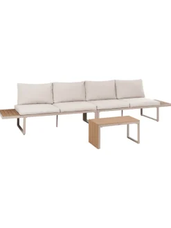 3-tlg Lounge Set PIENZA in Beige/Braun/Schwarz