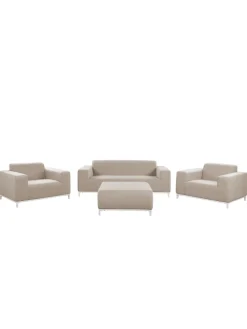 4-tlg Lounge Set ROVIGO in Beige/Weiß