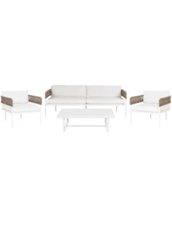 4-tlg Lounge Set SERLA in Weiß/Beige