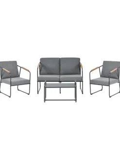 4-tlg Lounge Set VEZZANA in Grau/Schwarz/Braun