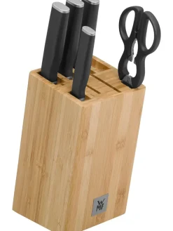 6tlg. Messerblock-Set ''Kineo'' in Beige/ Schwarz