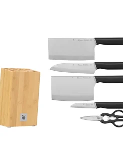 6tlg. Messerblock-Set ''Kineo'' in Beige/ Schwarz