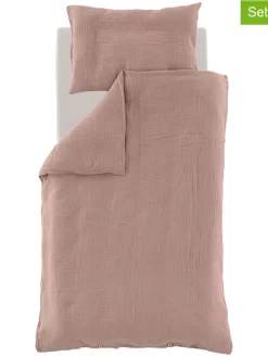2tlg. Musselin-Bettwäsche-Set in Rosa