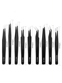 9-tlg. Pinzetten-Set aus hochwertigem Edelstahl ideal geeignet in Schwarz