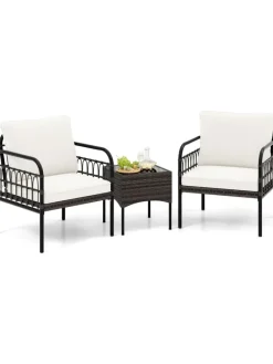 3tlg. Rattansessel Set in Weiß