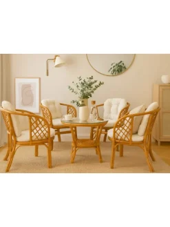 9tlg. Rattansitzgruppe Regina in honigfarben