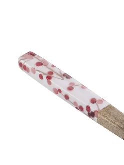 2tlg. Salatbesteck-Set in Braun/ Weiß - (L)33,5 cm