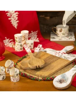 2tlg. Salatbesteck-Set in Braun/ Weiß - (L)33,5 cm