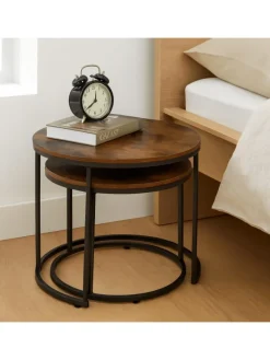 2-tlg. Satztisch-Set in Braun/ Schwarz